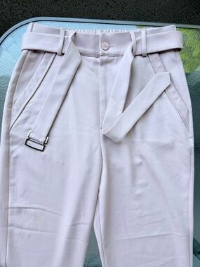 ORTTU Men's Pale Pink Belted Chinos